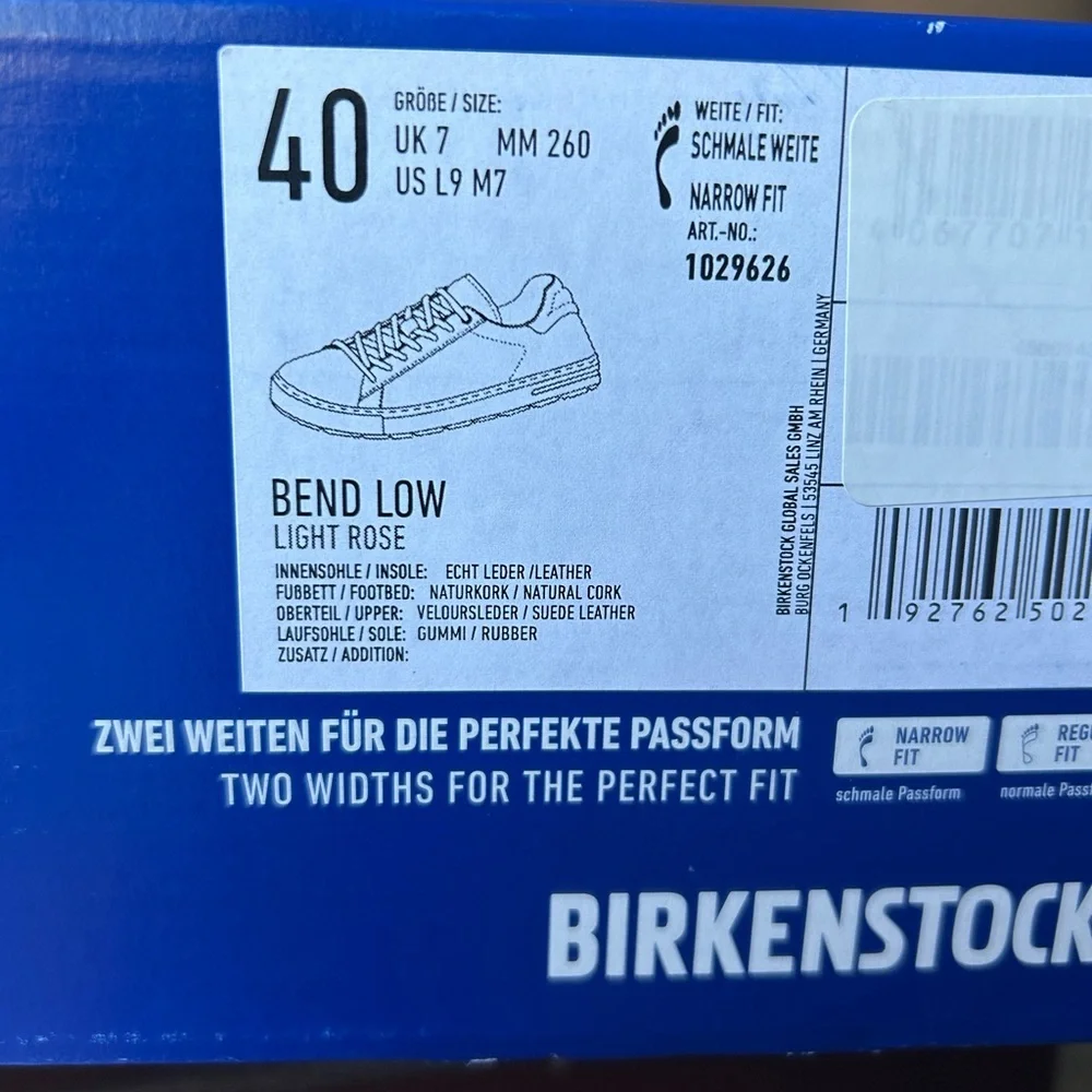 Birkenstock Bend Low Light Rose Suede Sneakers. Size 40. New in Box! - Picture 7 of 9